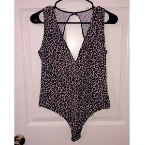 V-Neck Purple Cheetah Bodysuit